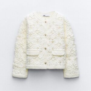 Zara Knit Macramé Cardigan / Jacket Medium